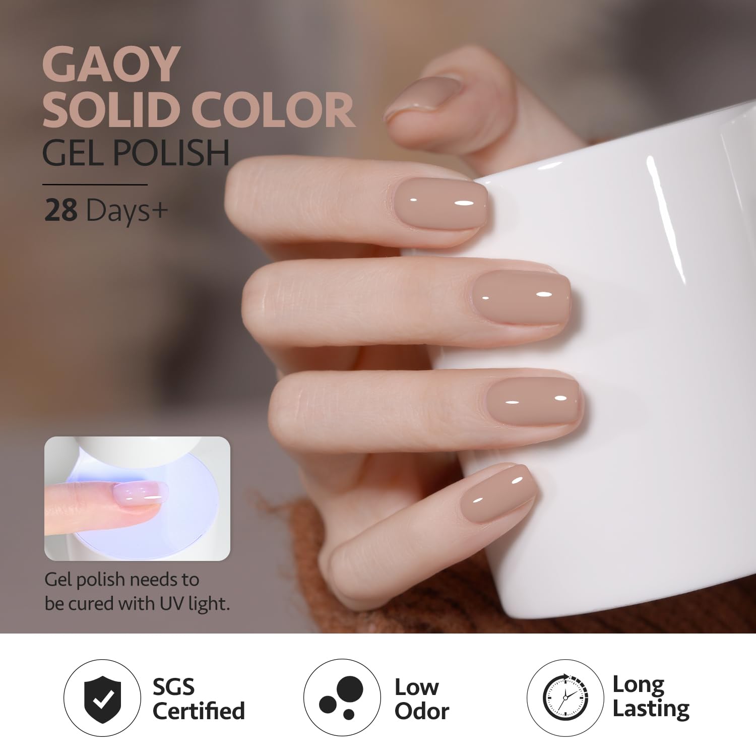 GAOY Nude Brown Fall Taupe gel polish for soft, modern elegance