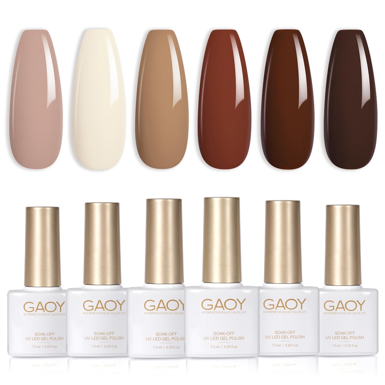 GAOY Nude Brown Fall White gel polish for glossy, salon-quality nails