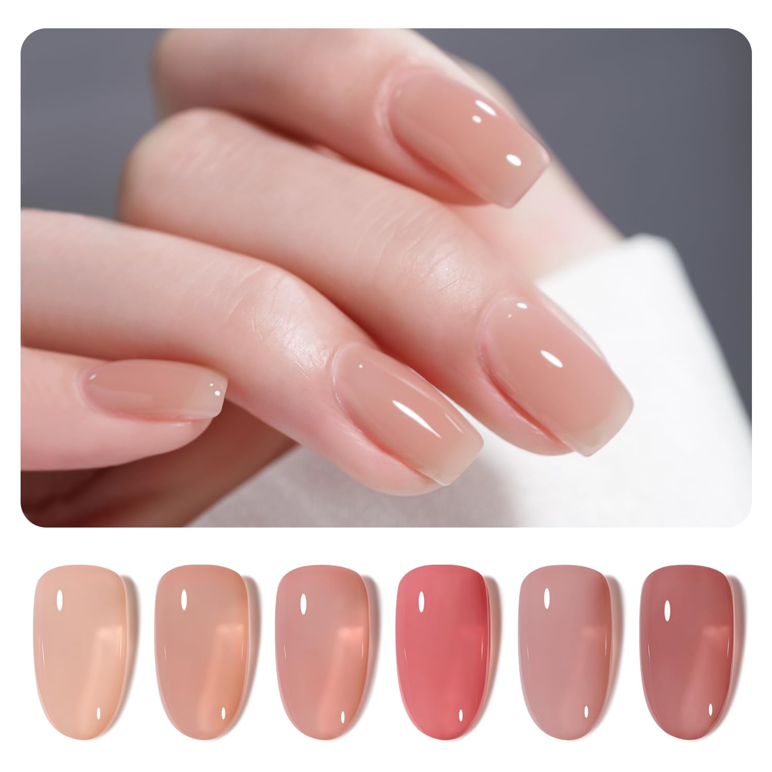 GAOY Nude Jelly milky pink bottle shows a creamy translucent finish for elegant nails