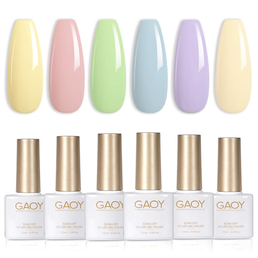 GAOY pastel pink blue gel nail polish packaging for at-home manicures with long-lasting color