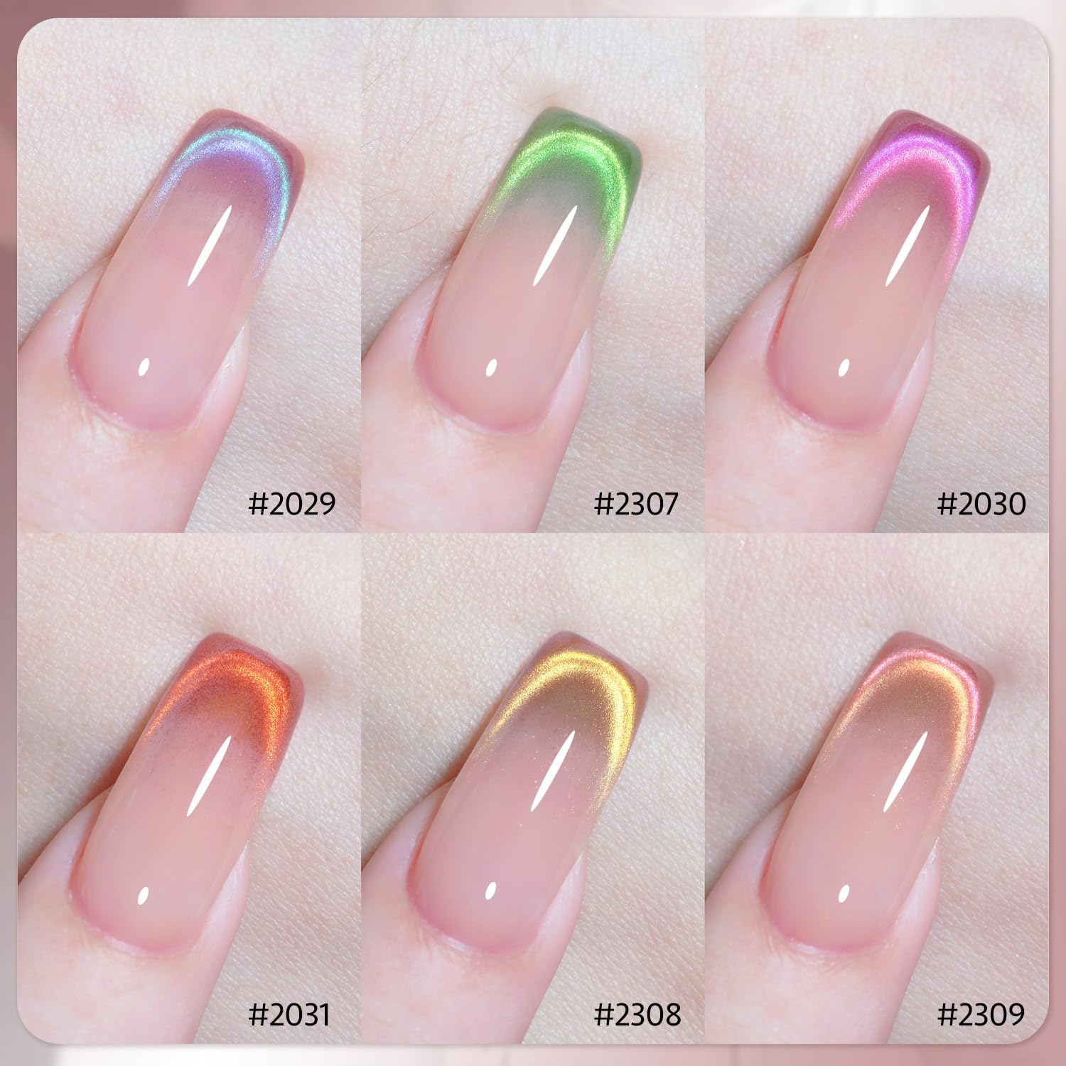 GAOY pink-green glitter cat-eye polish delivers vibrant magnetic shimmer