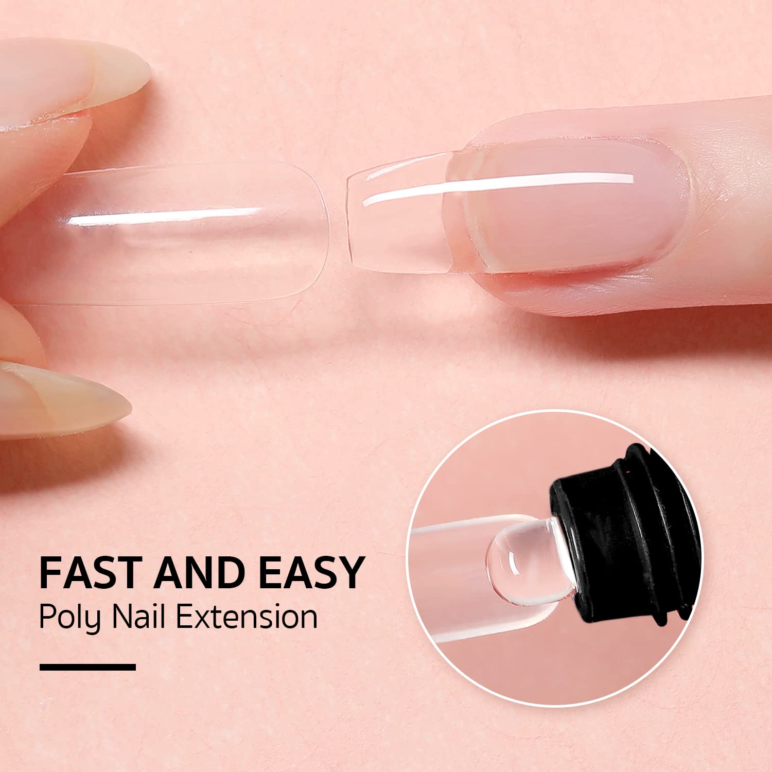 GAOY poly gel colors six tubes in nude-pink-black for natural shade options.
