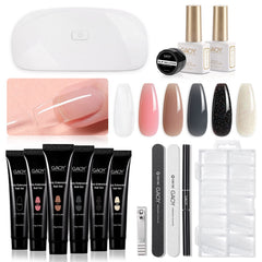GAOY poly gel nail kit with UV lamp included for at-home nail art and durable wear.