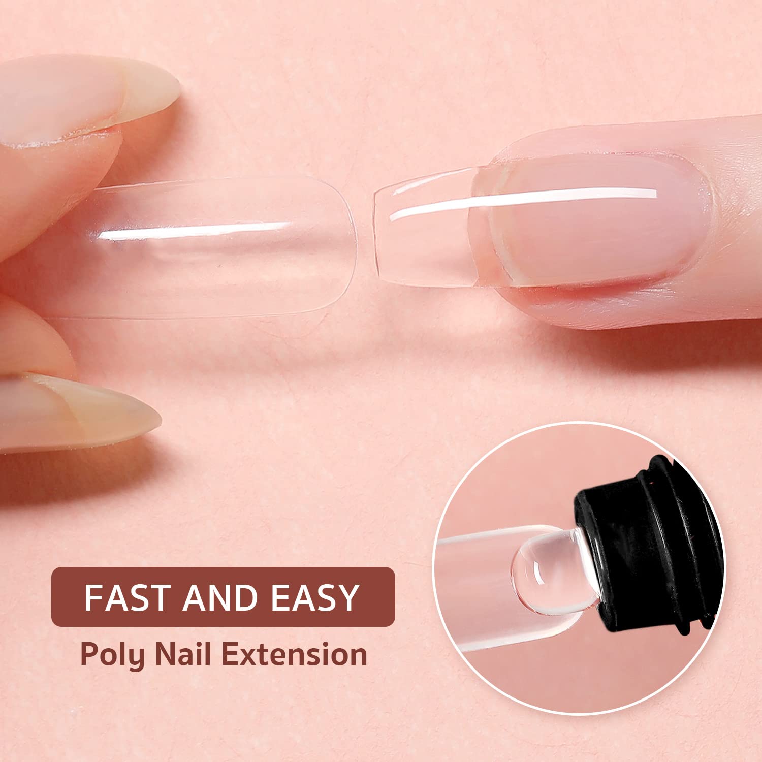GAOY poly gel color swatches show nude pink variation for custom tones.