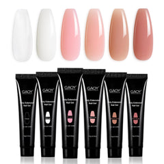 GAOY poly gel set six nude pink colors bundle for versatile nails.