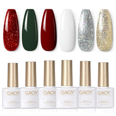 GAOY Red Christmas gel nail polish set packaging for stylish at-home manicures.