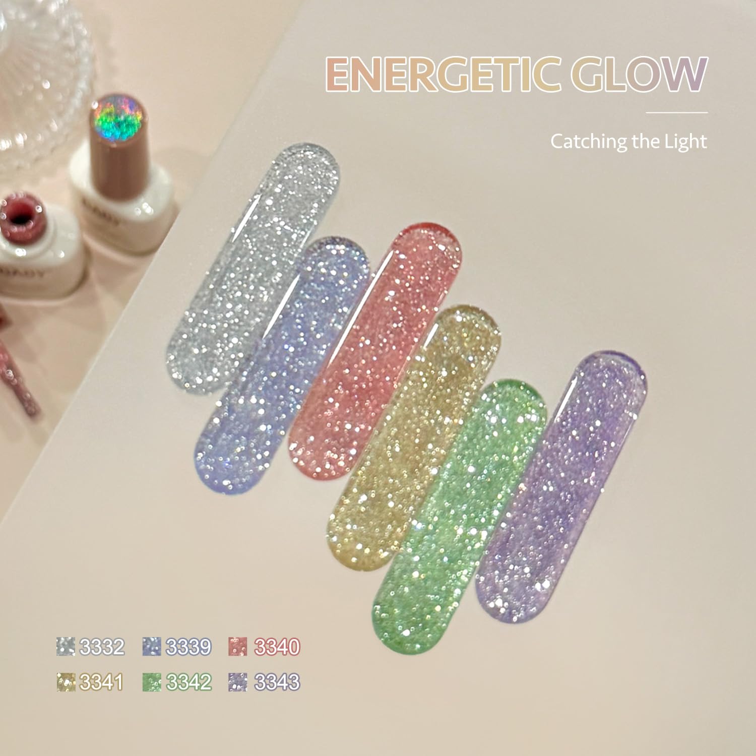 GAOY Reflective Glitter Gel Silver swatch with diamond-like shimmer in daylight.