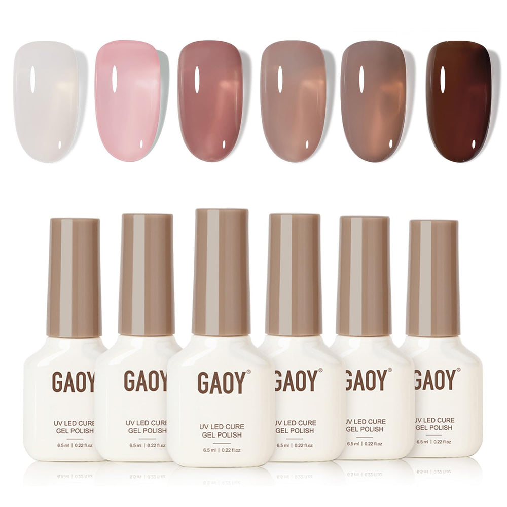 GAOY Rose Brown Jelly Nail Polish bottle—creamy jelly finish for salon-style nails at home.