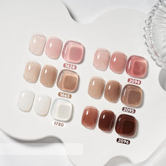 GAOY jelly color swatches display six milky shades for versatile nail art.