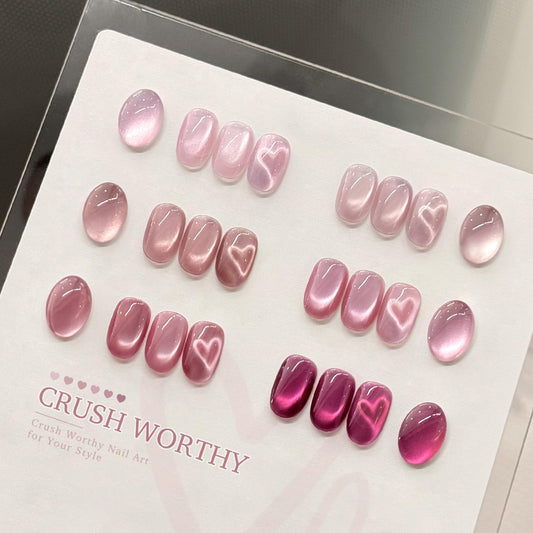 GAOY six-color gel polish swatches show pink and holographic finishes for date-night looks.