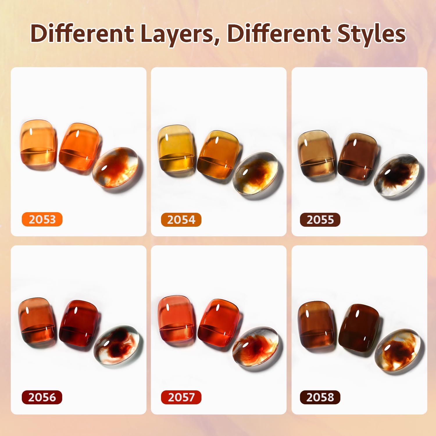 GAOY six transparent gel colors for easy layering and nail art