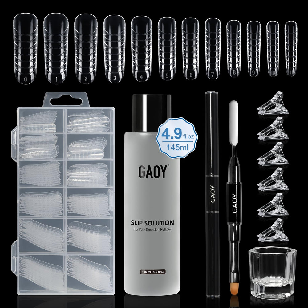 GAOY slip solution bottle pour for smoother poly gel application.