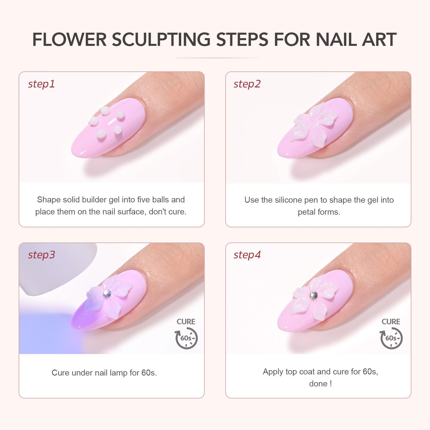 GAOY solid builder gel ready for nail lamp cure to set designs fast.