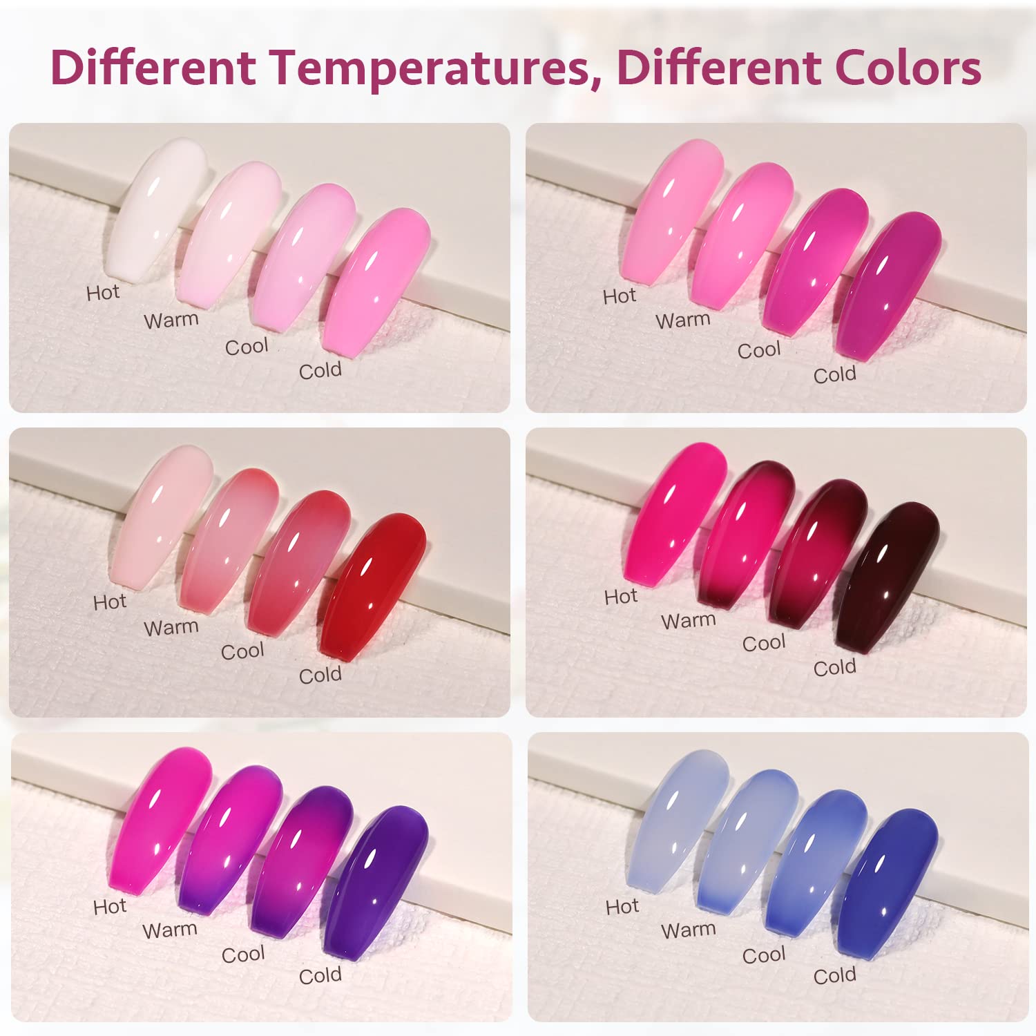 GAOY mood gel polish cures under UV light in 60 seconds for a glossy finish.