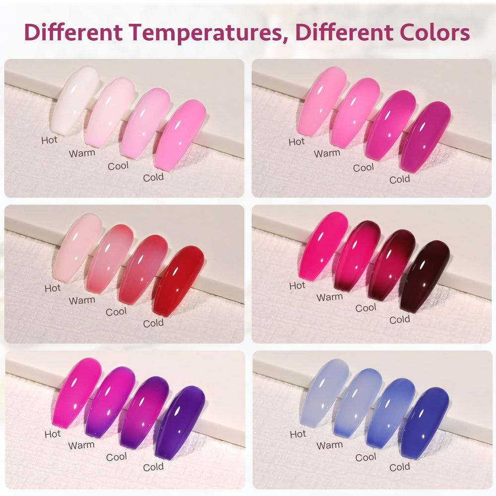 GAOY mood gel polish cures under UV light in 60 seconds for a glossy finish.