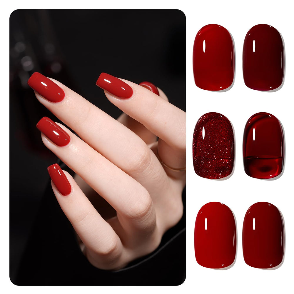 GAOY Viva Chili gel polish set bottle swatches show vibrant options for at-home manicures.