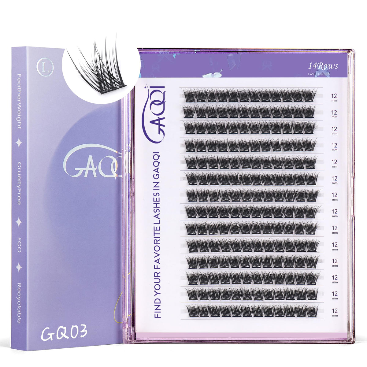 GAQQI GQ03 lash clusters 168pcs for all-day natural lift and subtle volume