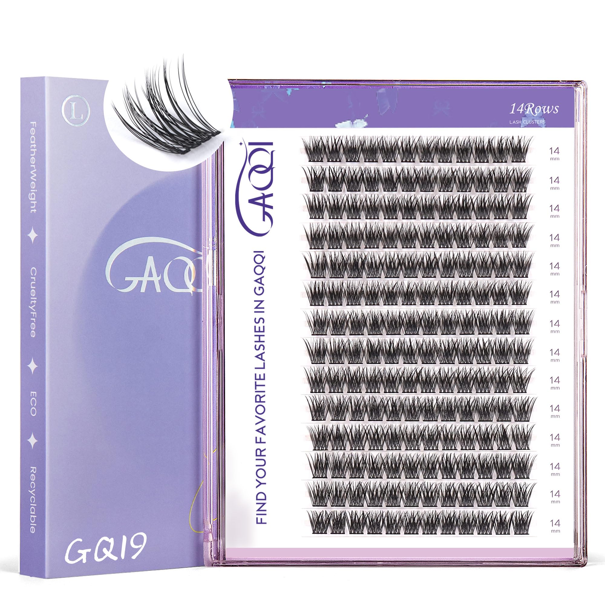 GAQQI GQ19 lash clusters packaging for easy at-home styling