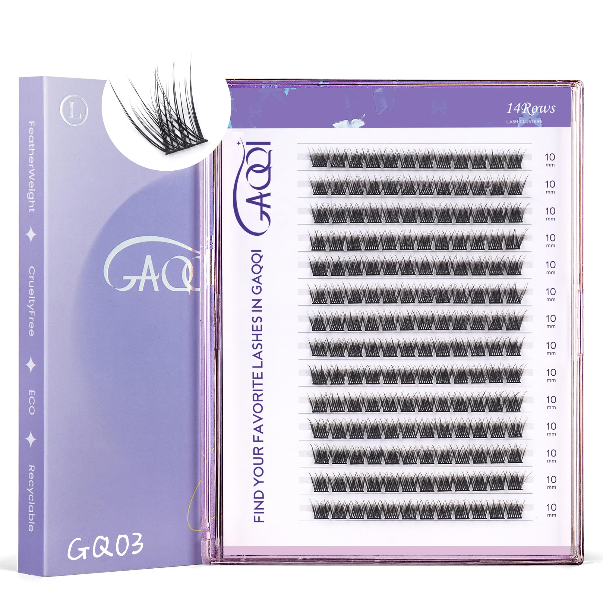 GAQQI GQ03 lash clusters setup view for easy DIY lash extensions.