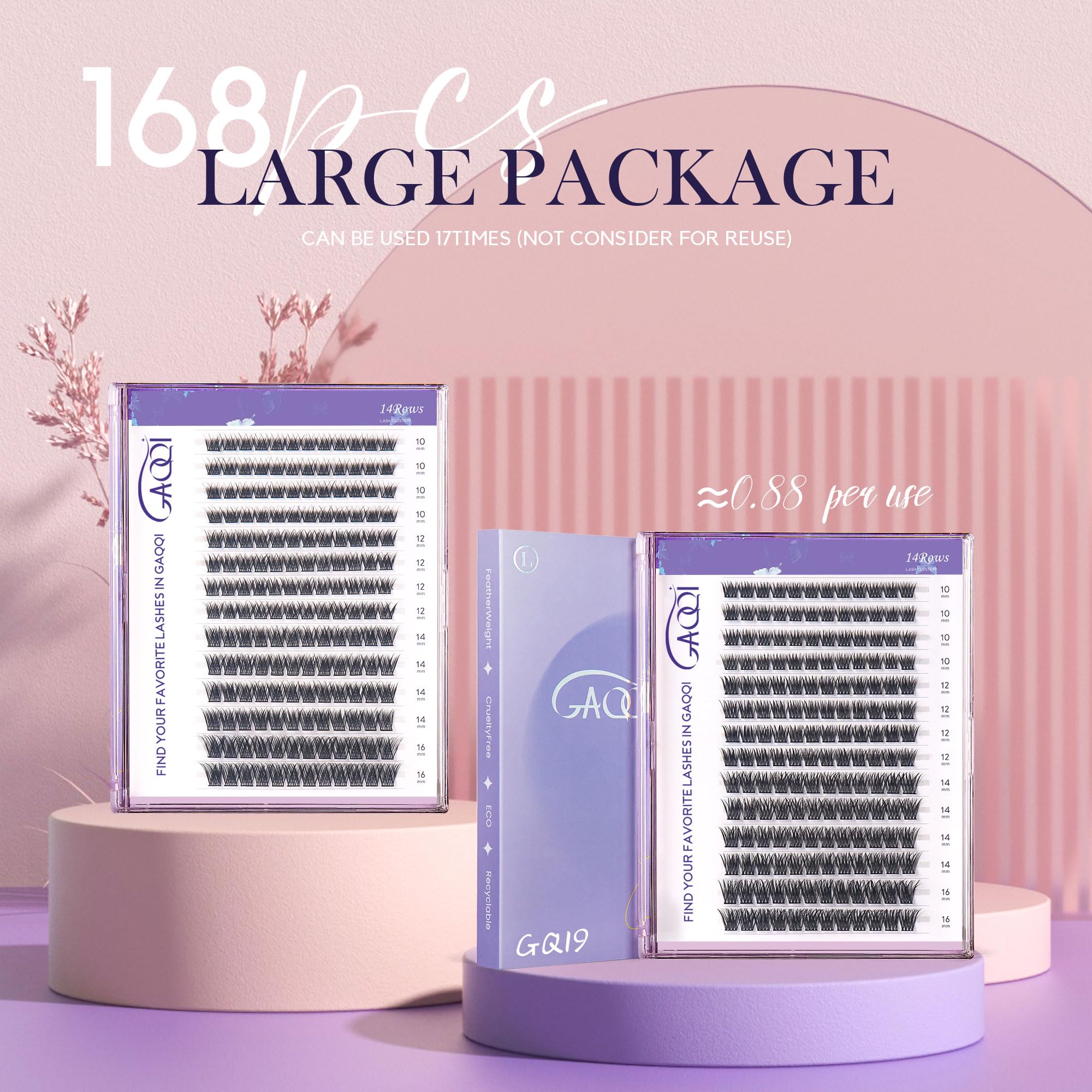 GAQQI 10mm lashes offer subtle length for daily glamour.