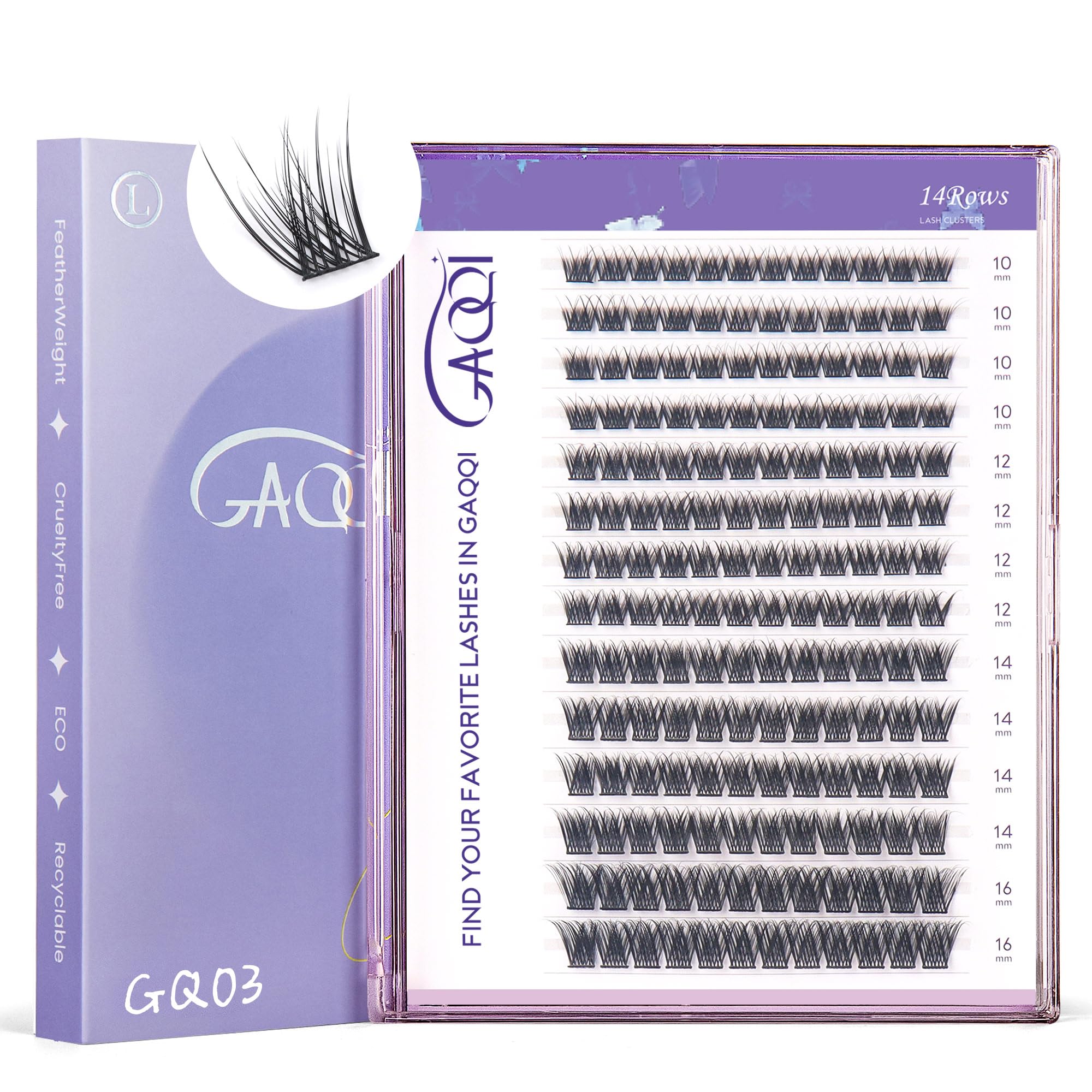 GAQQI GQ03 natural wispy lash clusters for everyday wear with feather-light comfort.