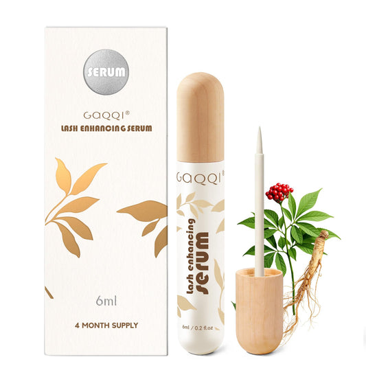GAQQI lash serum bottle with applicator ready for daily use to boost lash growth.