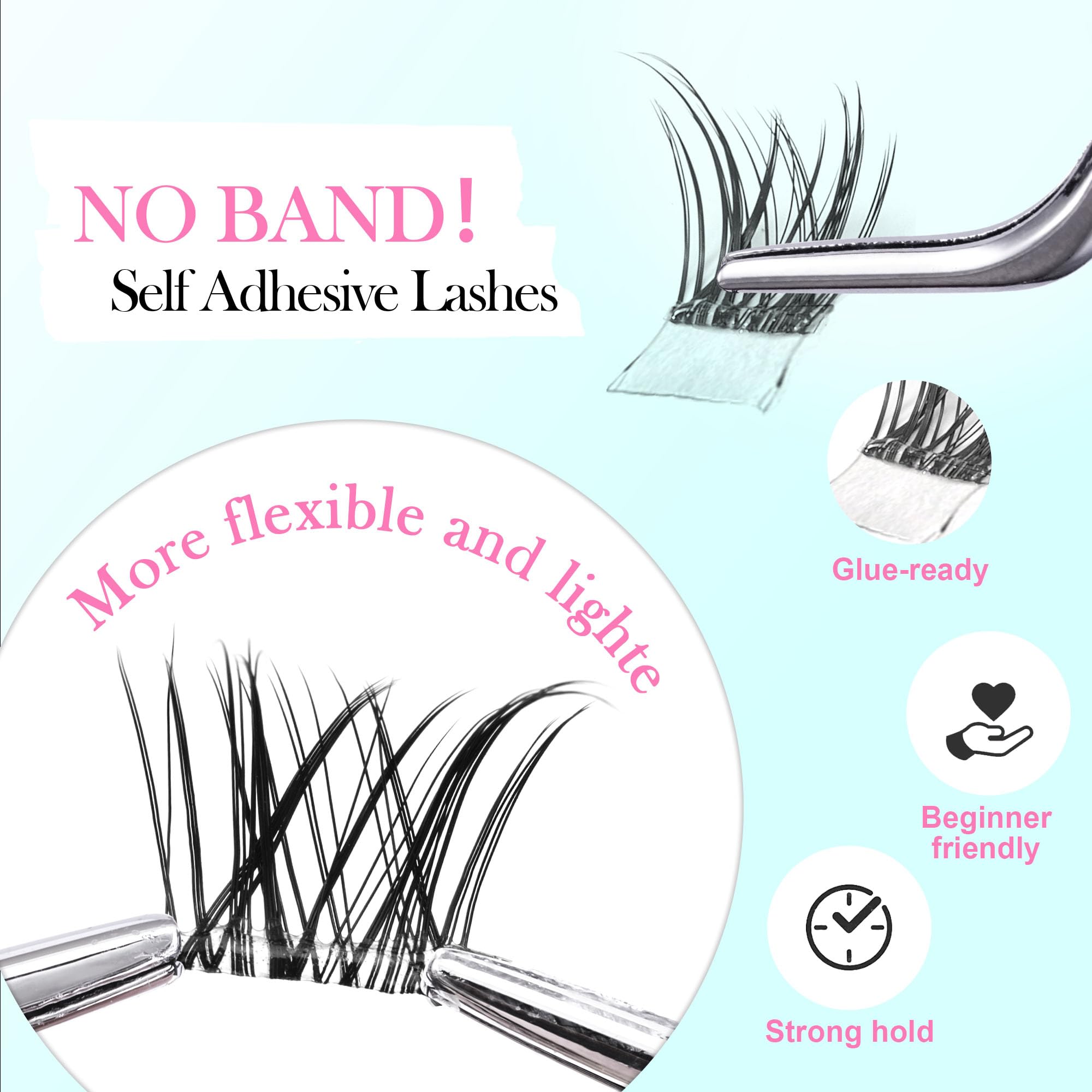 GAQQI self-adhesive clusters during application step show simple, one-step wear.