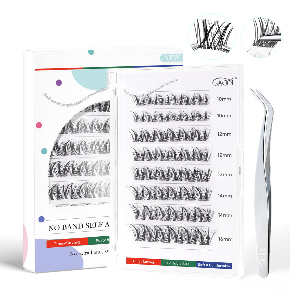GAQQI self-adhesive eyelash clusters in box for quick, mess-free selection.