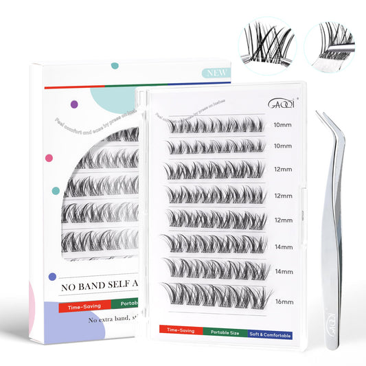 GAQQI self-adhesive eyelash clusters in box for quick, mess-free selection.