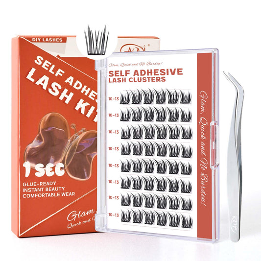 GAQQI self-adhesive lash clusters packaging shows compact, travel-friendly design.