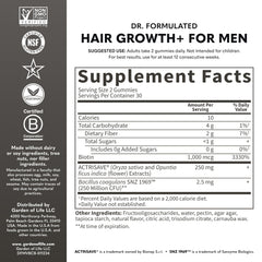 Garden of Life biotin 1,000 mcg graphic, indicates support for healthy hair attributes.