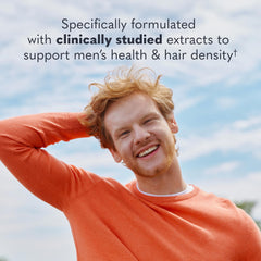 Garden of Life hair growth gummies berry flavor illustration, suggests easy two-gummy daily routine.