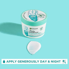Garnier Body Superfood Aloe cream texture close-up highlighting quick absorption.