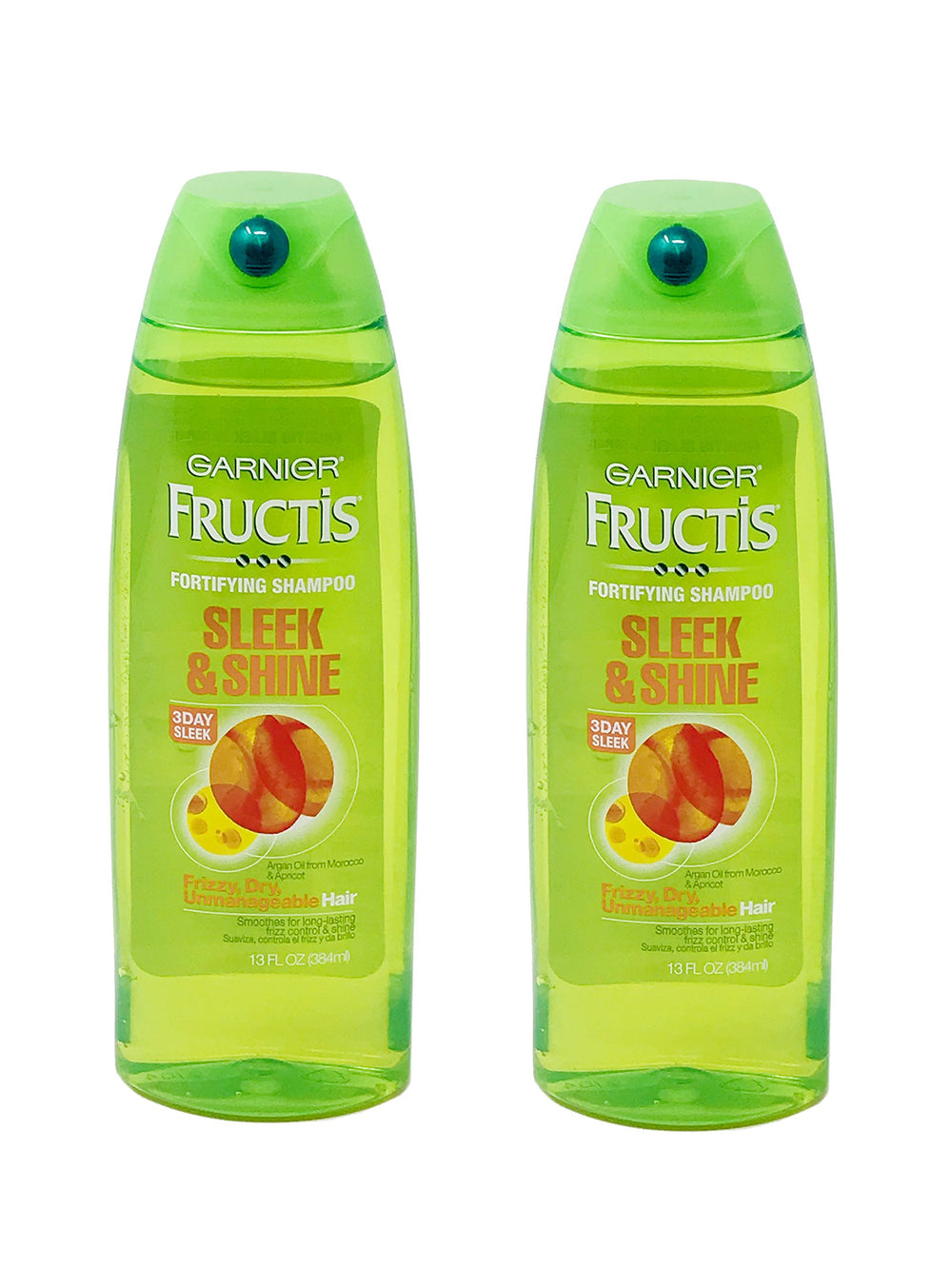 Garnier Fructis Sleek & Shine bottle pour for smooth frizz control.