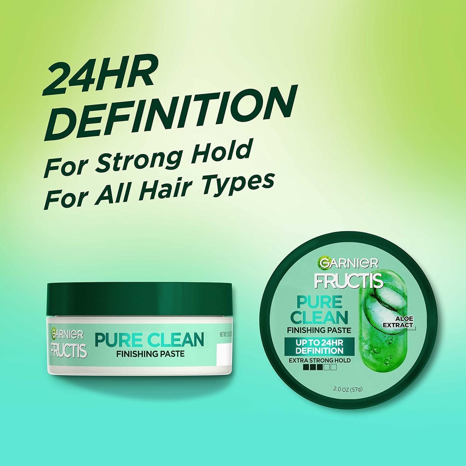 Swatch showing matte to natural shine options from Garnier Fructis Pure Clean paste.