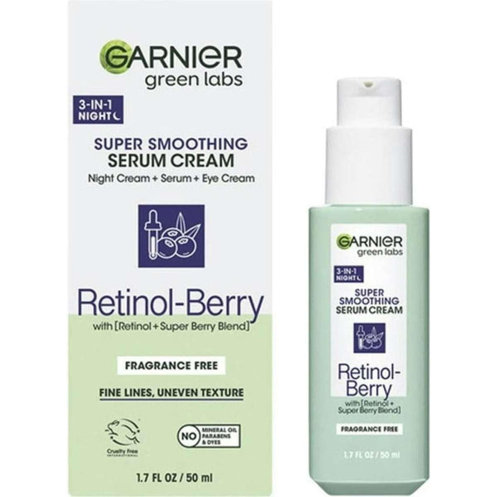 Garnier Green Labs 3-in-1 serum bottle for smooth, hydrated skin.