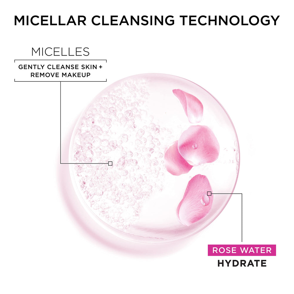 Garnier Micellar Water rose-water facial cleanser in-action on skin