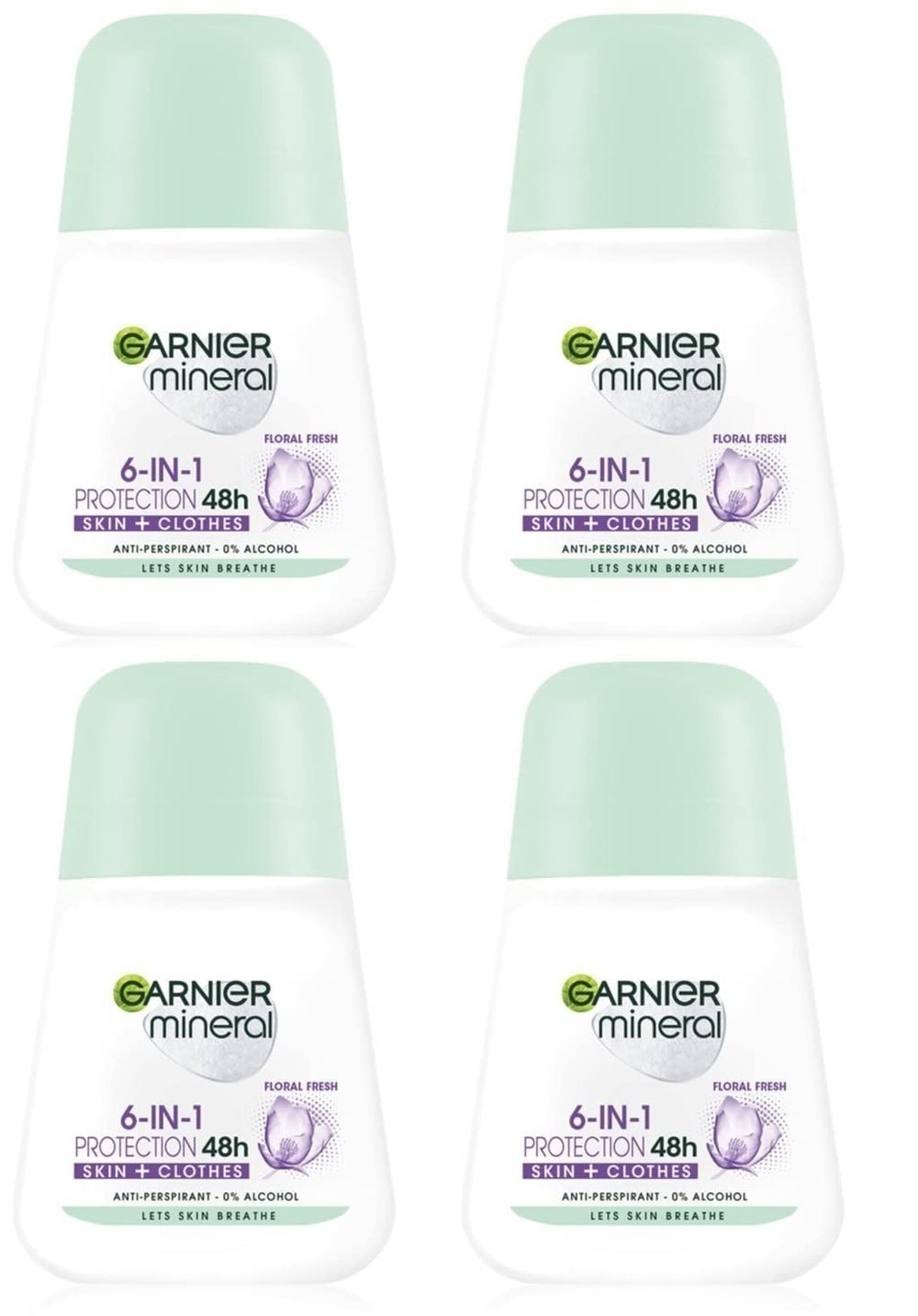 Garnier floral fresh roll-on pack of 4x50ml with easy application for busy mornings