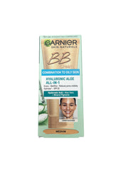 Garnier Skin Naturals BB Cream Medium swatch showing hydration and natural finish.