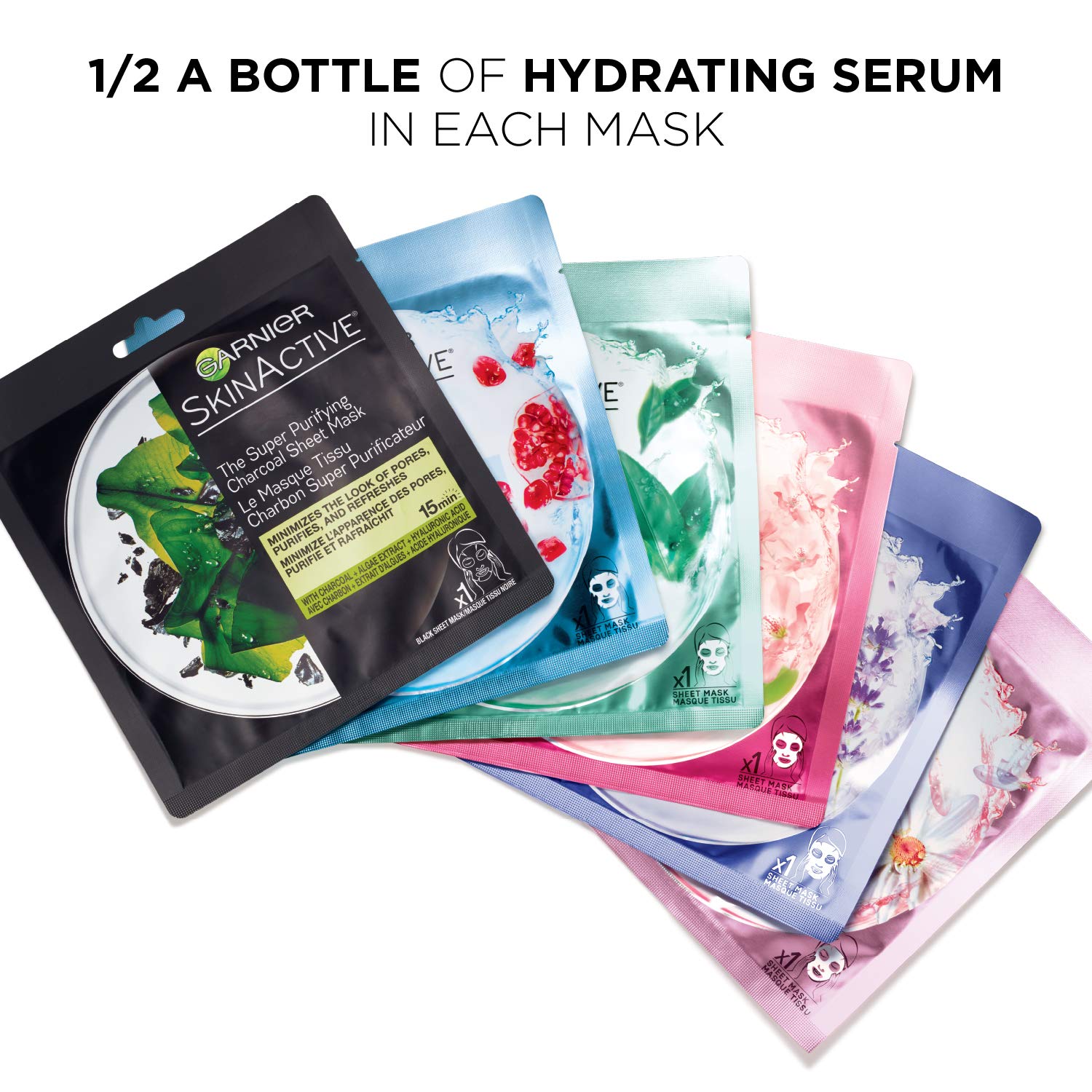 Garnier SkinActive sheet mask laid out for a spa-like routine.