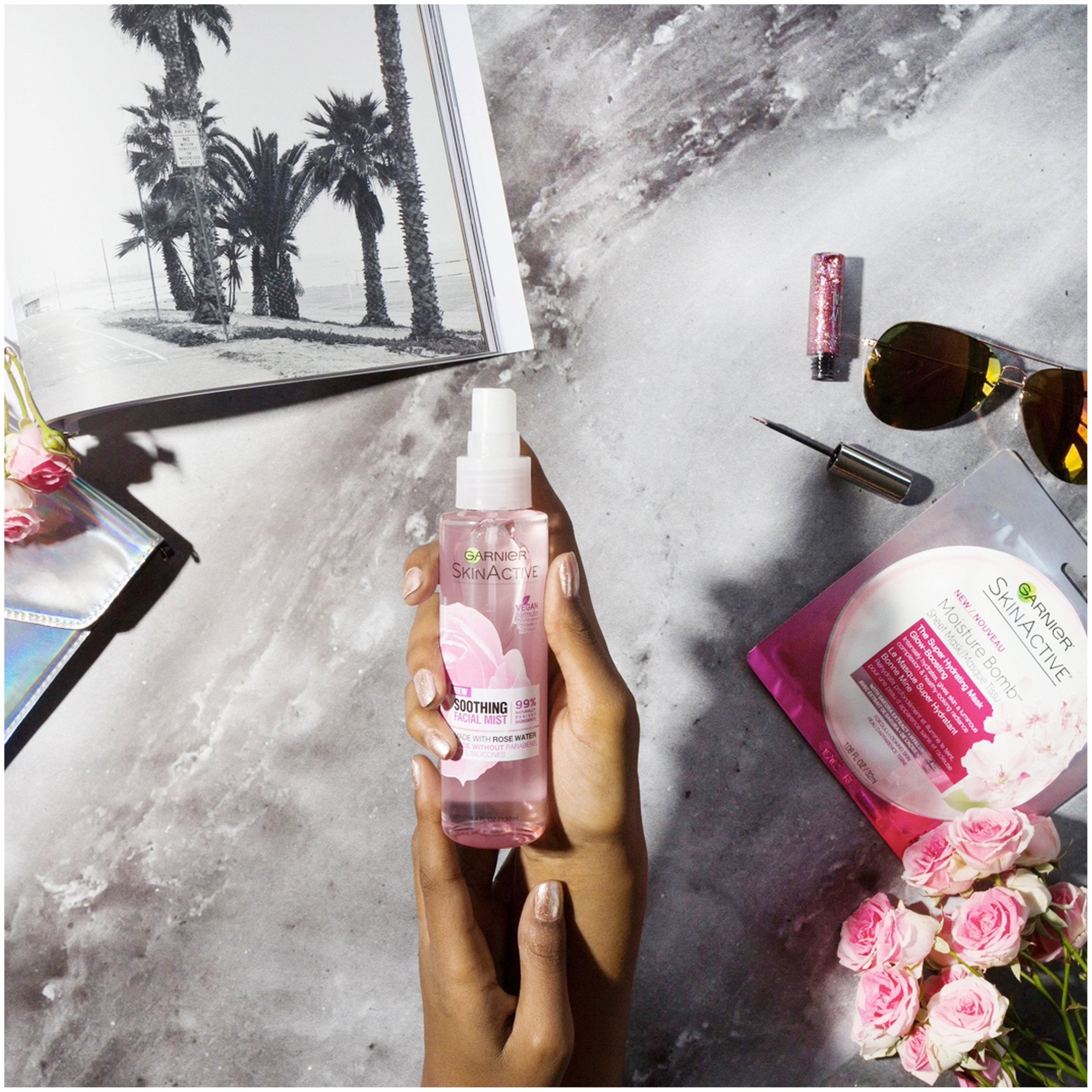 Garnier SkinActive Rose Water Mist after makeup refreshing mist.