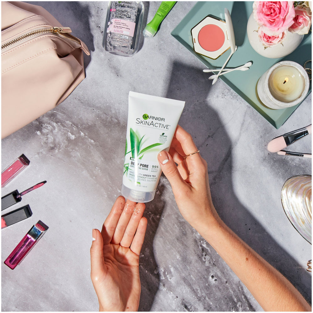 Garnier SkinActive vegan formula label indicating cruelty-free option.
