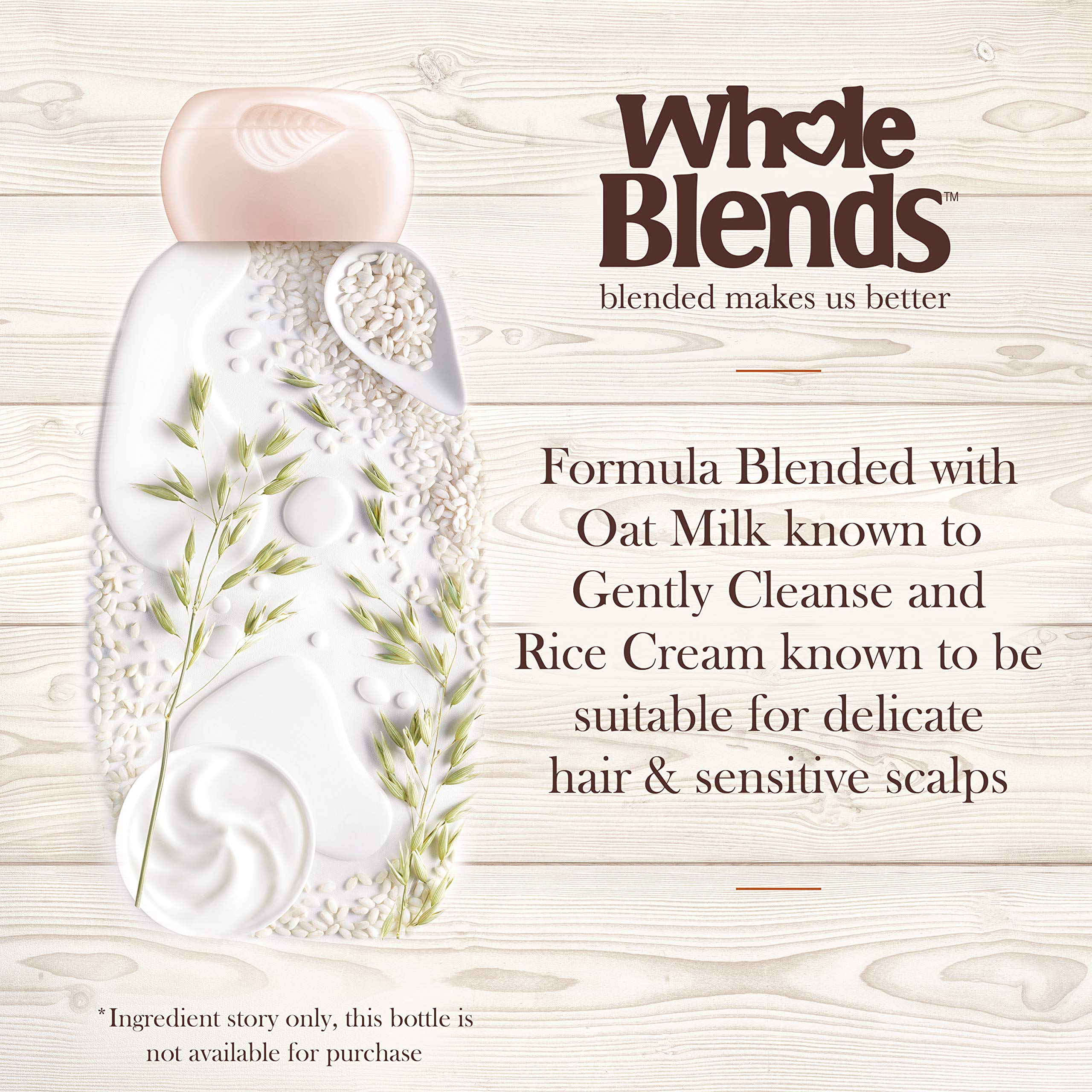 Garnier Whole Blends Oat Delicacy ingredients highlight oats and rice cream for nourishment.