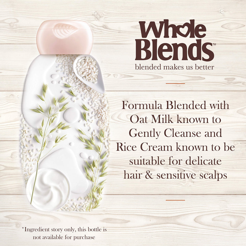 Garnier Whole Blends Oat Delicacy ingredients highlight oats and rice cream for nourishment.