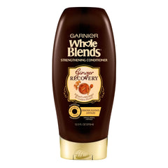Garnier Whole Blends Ginger Recovery Conditioner bottle front for daily revitalization.