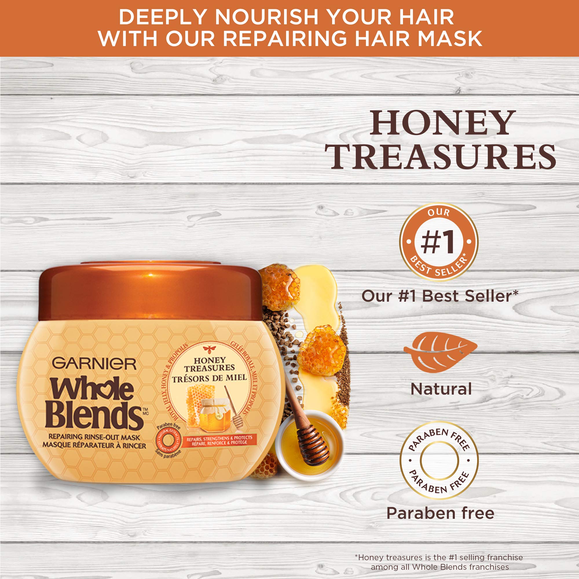 Creamy texture of Honey Treasures mask supports easy detangling.