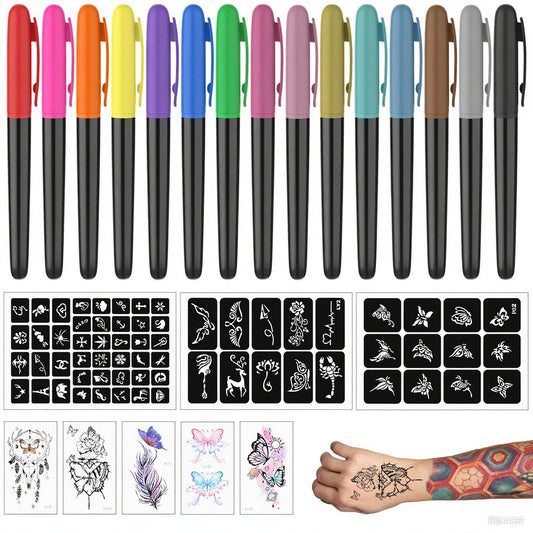 GARPGONA temporary tattoo markers in 15 colors for bold skin art.