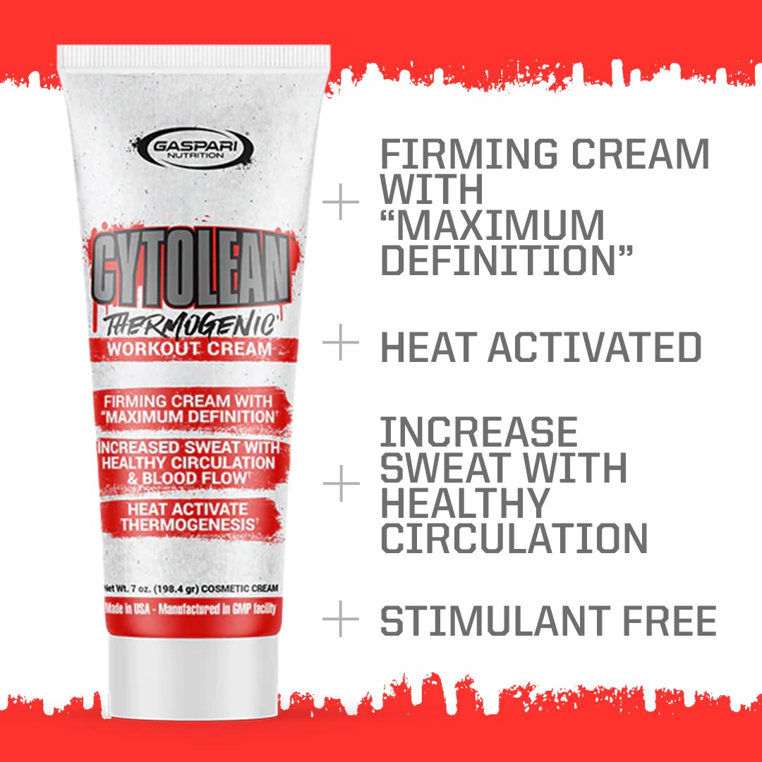 Gaspari Nutrition Cytolean Cream heat-activation visual with warming sensation.