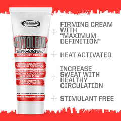 Gaspari Nutrition Cytolean Cream heat-activation visual with warming sensation.