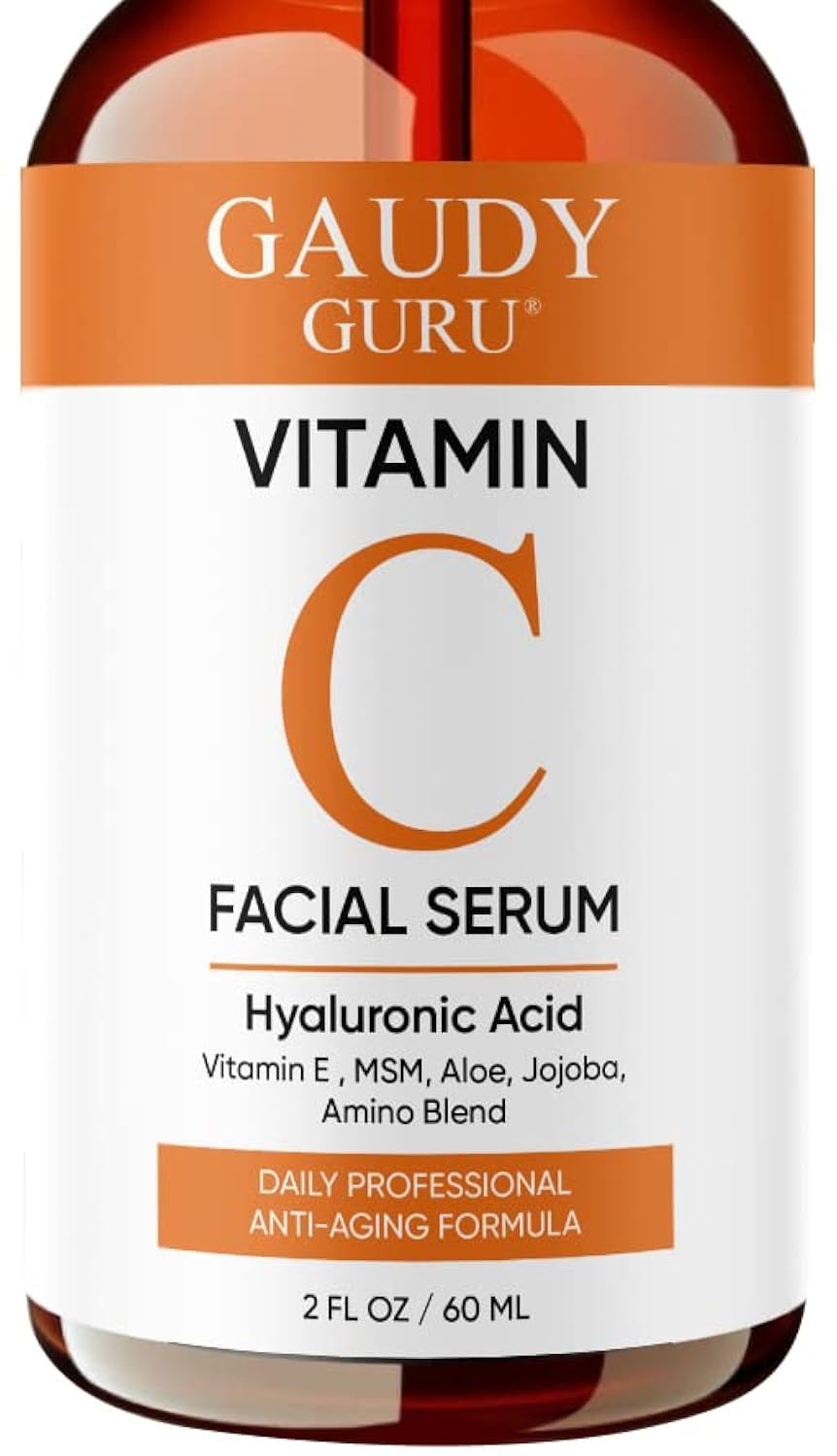 Gaudy Guru Vitamin C Serum bottle close-up showing purity for radiant skin